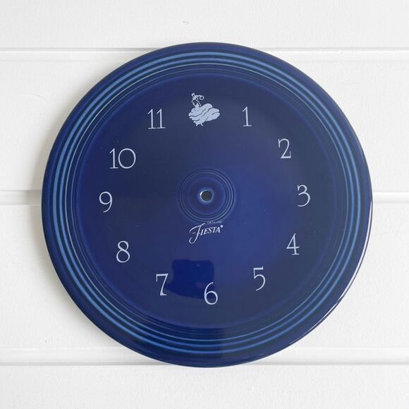 Vintage Fiesta Homer Laughlin Cobalt 60th Anniversary Wall Clock Plate - Picture 1 of 3